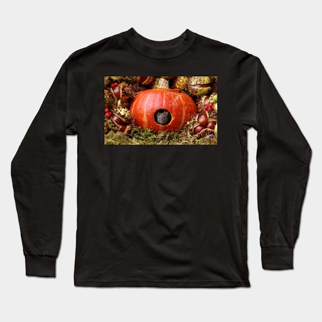 Halloween mouse inside a Pumpkin Long Sleeve T-Shirt by Simon-dell